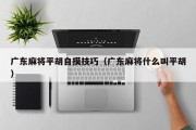 广东麻将平胡自摸技巧（广东麻将什么叫平胡）