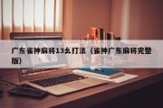 广东雀神麻将13幺打法（雀神广东麻将完整版）